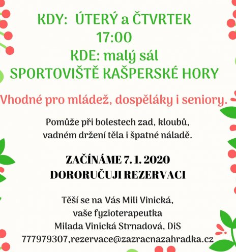 Cvičení pro zdraví v Kašperských Horách